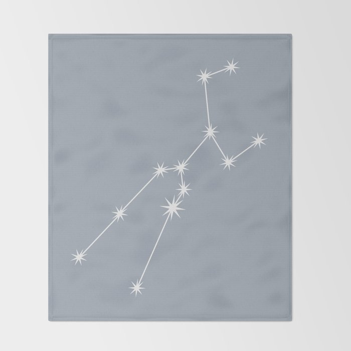Taurus Zodiac Star Constellation Line Art Blue Grey Throw Blanket Gallery Image 2
