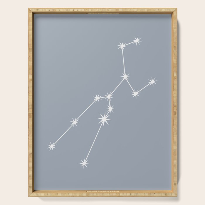 Taurus Zodiac Star Constellation Line Art Blue Grey Serving Tray Gallery Image 1