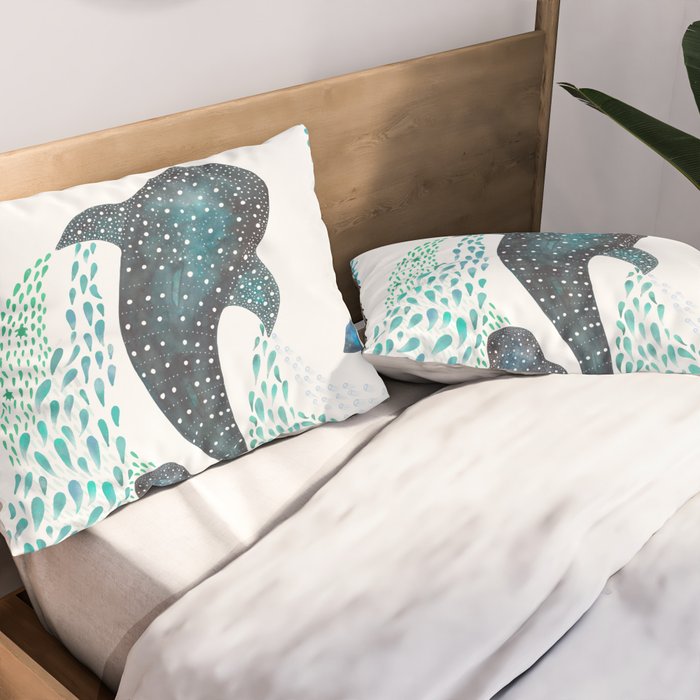 Whale Shark Pod Voyage Ocean Print Pillow Sham Gallery Image 2