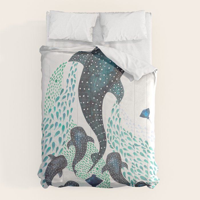 Whale Shark Pod Voyage Ocean Print Comforter Gallery Image 6