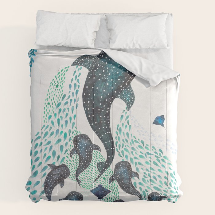 Whale Shark Pod Voyage Ocean Print Comforter Gallery Image 2