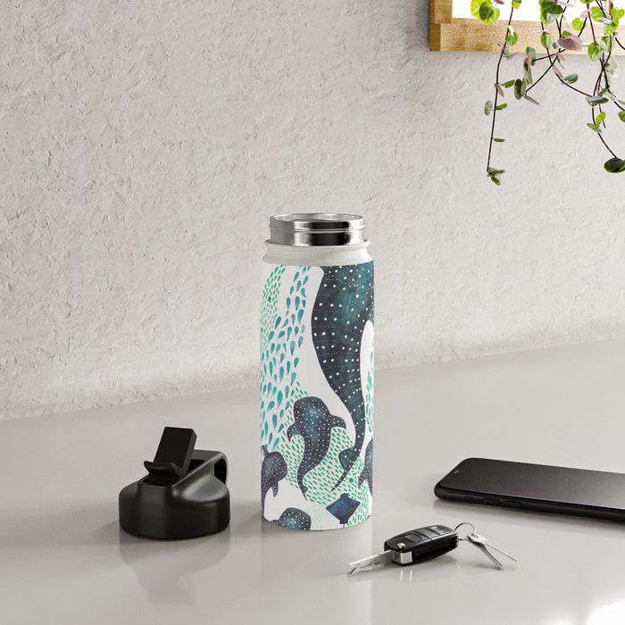 Whale Shark Pod Voyage Ocean Print Water Bottle Gallery Image 4