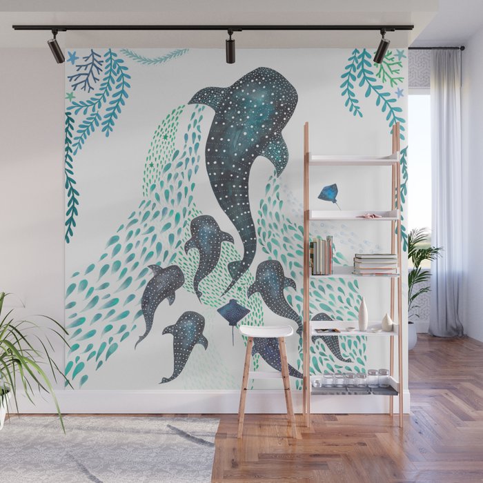 Whale Shark Pod Voyage Ocean Print Wall Mural Gallery Image 1