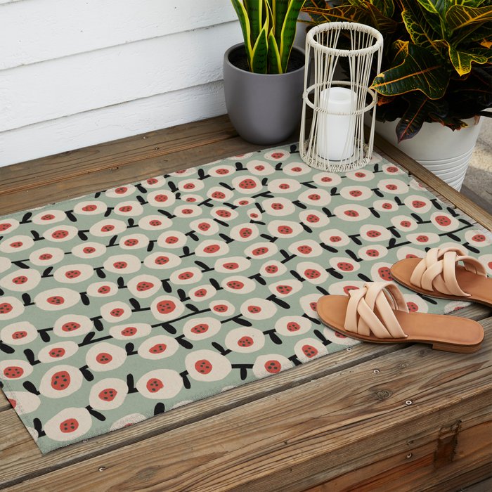 Dots & Flowers #1 Outdoor Rug Gallery Image 2