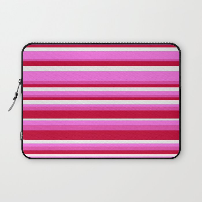 Classic Stripes XVII - Y2K Pink and Red Laptop Sleeve Gallery Image 1