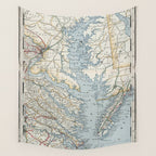 Vintage Map of the Chesapeake Bay (1901) Wall Tapestry Gallery Image 4