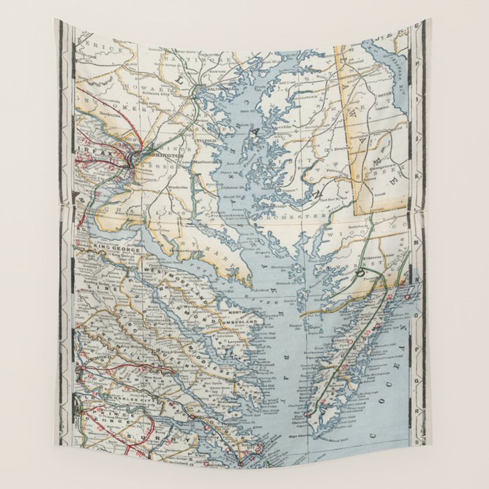 Vintage Map of the Chesapeake Bay (1901) Wall Tapestry Gallery Image 4