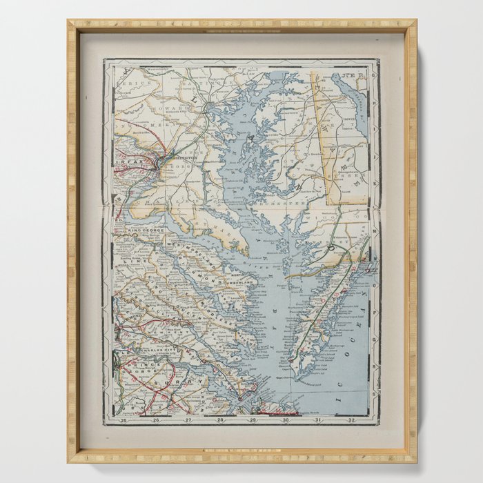 Vintage Map of the Chesapeake Bay (1901) Serving Tray Gallery Image 1