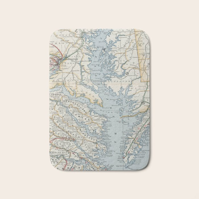 Vintage Map of the Chesapeake Bay (1901) Bath Mat Gallery Image 1
