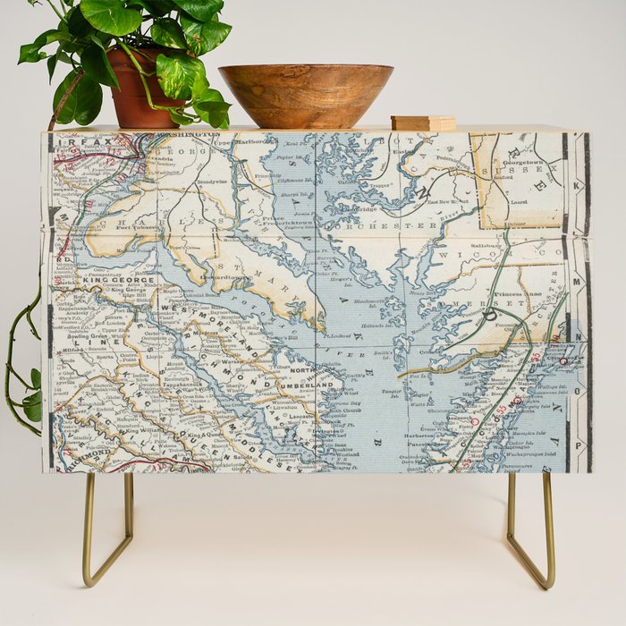 Vintage Map of the Chesapeake Bay (1901) Credenza Gallery Image 1
