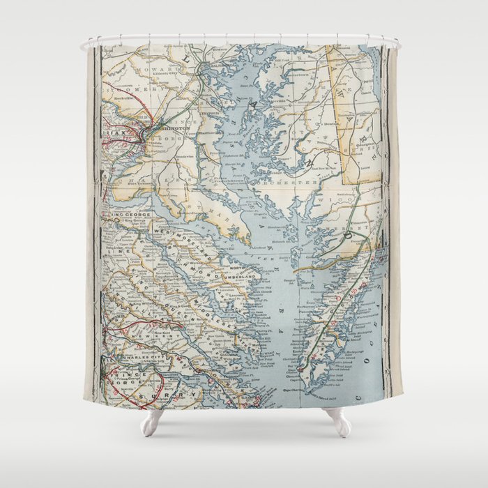 Vintage Map of the Chesapeake Bay (1901) Shower Curtain Gallery Image 1