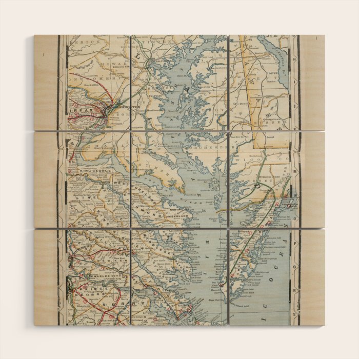 Vintage Map of the Chesapeake Bay (1901) Wood Wall Art Gallery Image 1