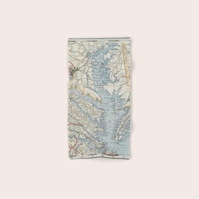 Vintage Map of the Chesapeake Bay (1901) Towels Gallery Image 1