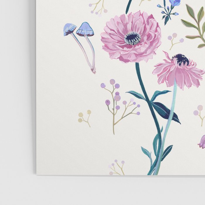 Lilac Butterfly and Flowers Poster Gallery Image 3