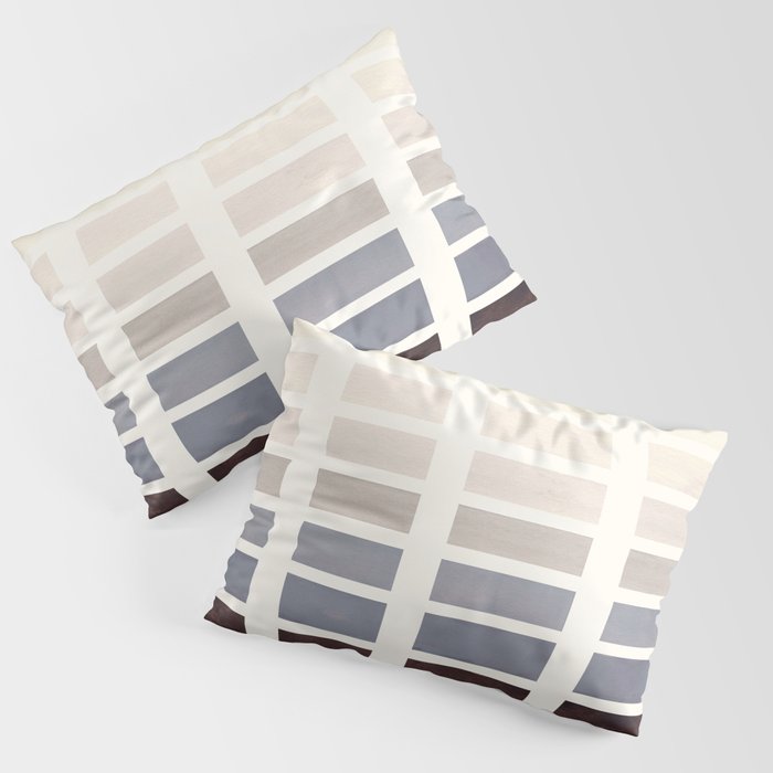 Grey Taupe Watercolor Gouache Geometric Square Matrix Pattern Pillow Sham Gallery Image 1