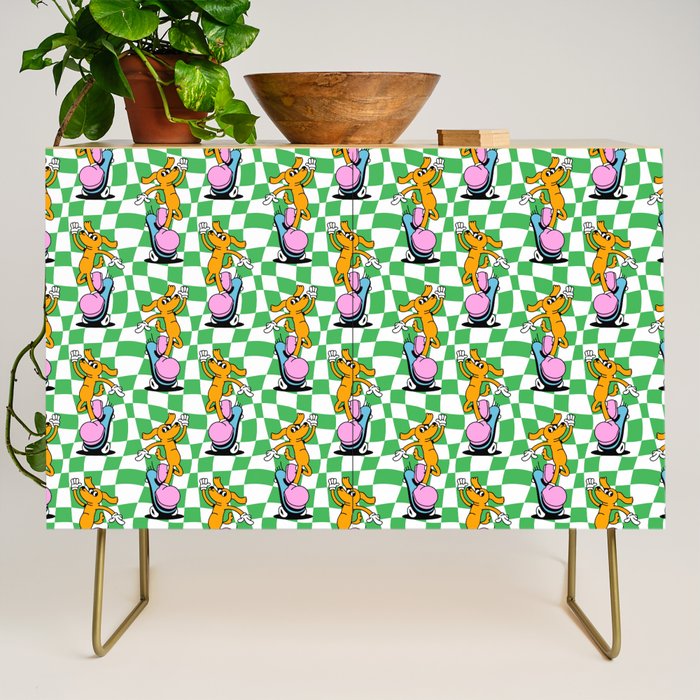 Retro dog cartoon character pattern Credenza Gallery Image 1