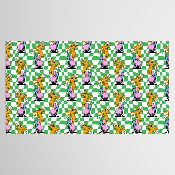 Retro dog cartoon character pattern Tablecloth Gallery Image 2