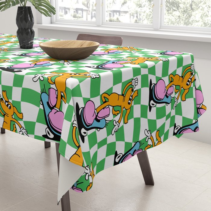 Retro dog cartoon character pattern Tablecloth Gallery Image 3