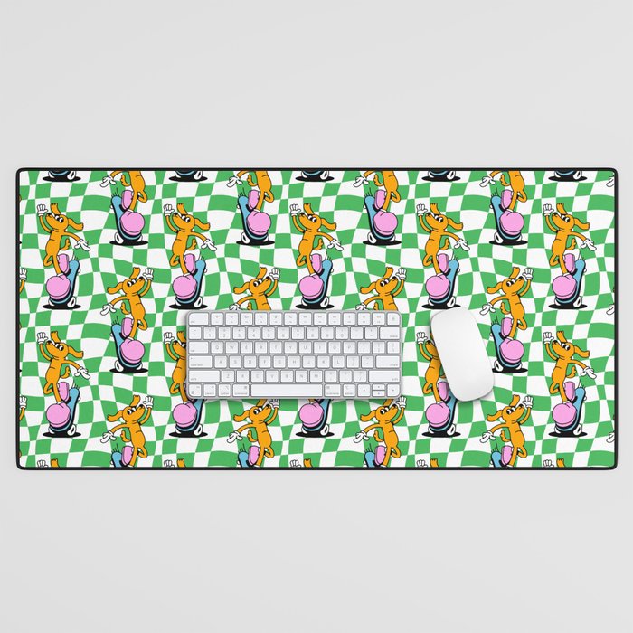Retro dog cartoon character pattern Desk Mat Gallery Image 1