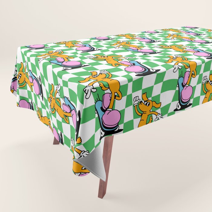 Retro dog cartoon character pattern Tablecloth Gallery Image 1