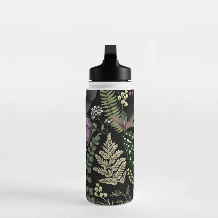 Dark Mystical Garden Botanical Pattern Water Bottle Gallery Image 3