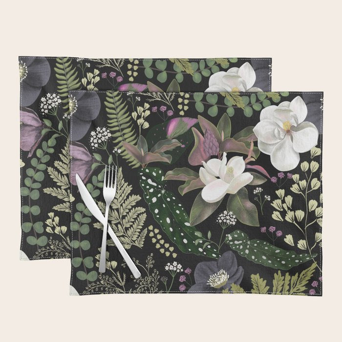 Dark Mystical Garden Botanical Pattern Placemat Gallery Image 1