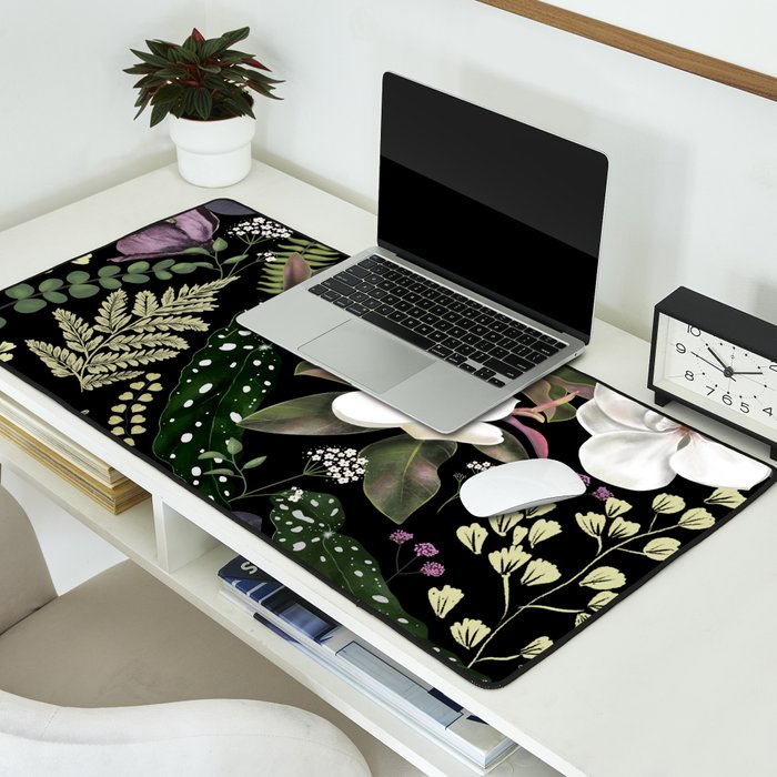 Dark Mystical Garden Botanical Pattern Desk Mat Gallery Image 2