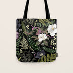 Dark Mystical Garden Botanical Pattern Tote Bag Gallery Image 1