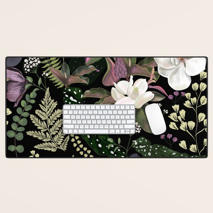 Dark Mystical Garden Botanical Pattern Desk Mat Gallery Image 1
