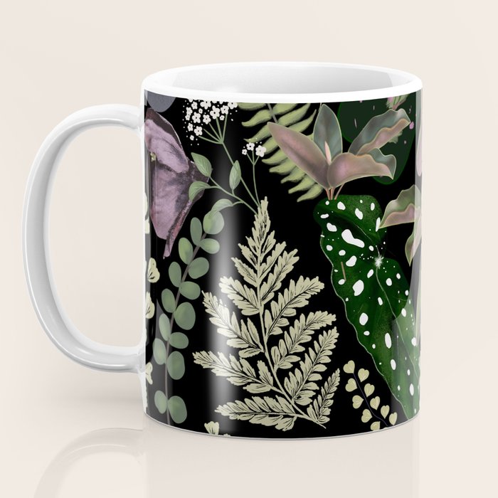 Dark Mystical Garden Botanical Pattern Coffee Mug Gallery Image 3