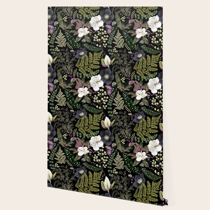 Dark Mystical Garden Botanical Pattern Wallpaper Gallery Image 2