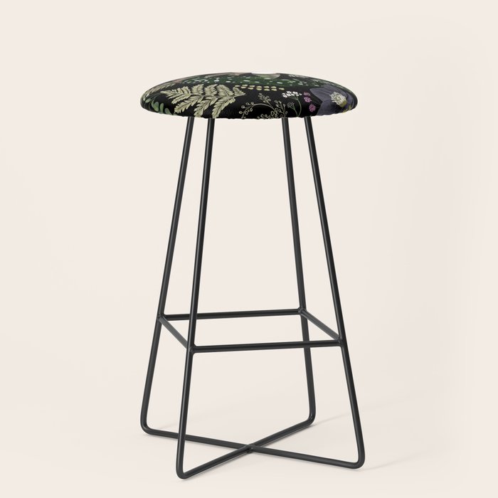 Dark Mystical Garden Botanical Pattern Stool Gallery Image 1