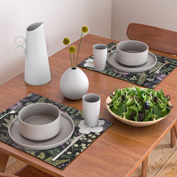 Dark Mystical Garden Botanical Pattern Placemat Gallery Image 2