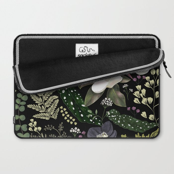 Dark Mystical Garden Botanical Pattern Laptop Sleeve Gallery Image 2
