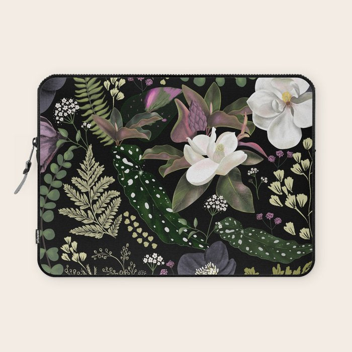 Dark Mystical Garden Botanical Pattern Laptop Sleeve Gallery Image 1