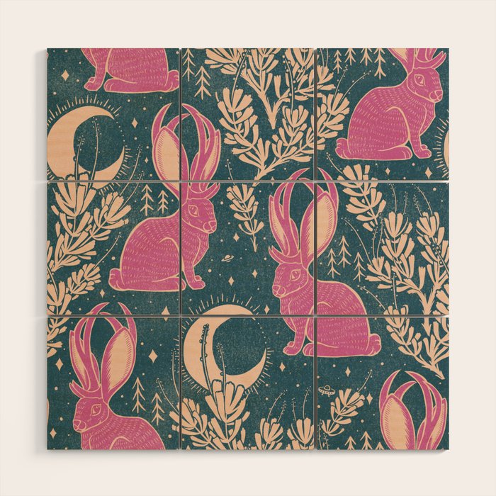 Jackalope - blue and purple  Wood Wall Art Gallery Image 1