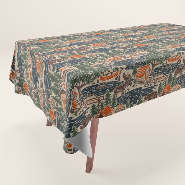 North Country Summer - classic blue, green, brown, and red Tablecloth Gallery Image 1