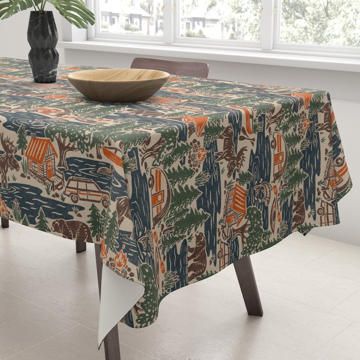 North Country Summer - classic blue, green, brown, and red Tablecloth Gallery Image 3