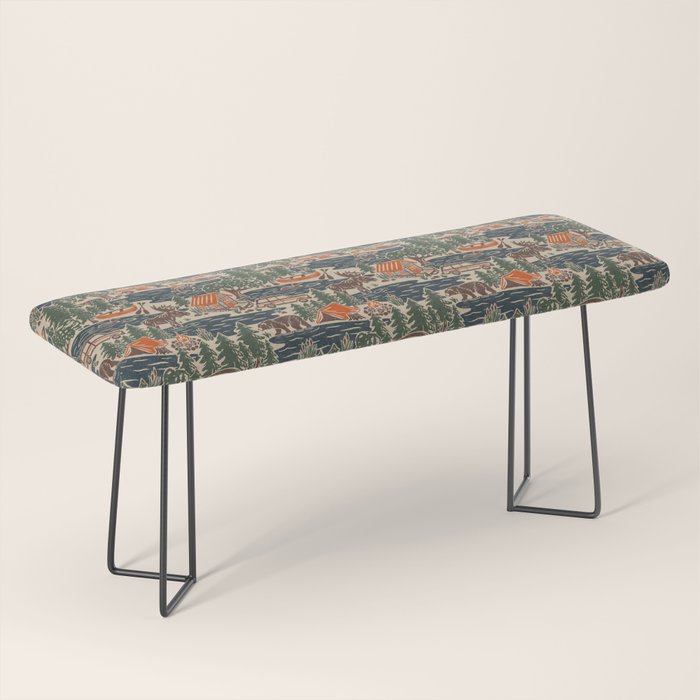 North Country Summer - classic blue, green, brown, and red Bench Gallery Image 1