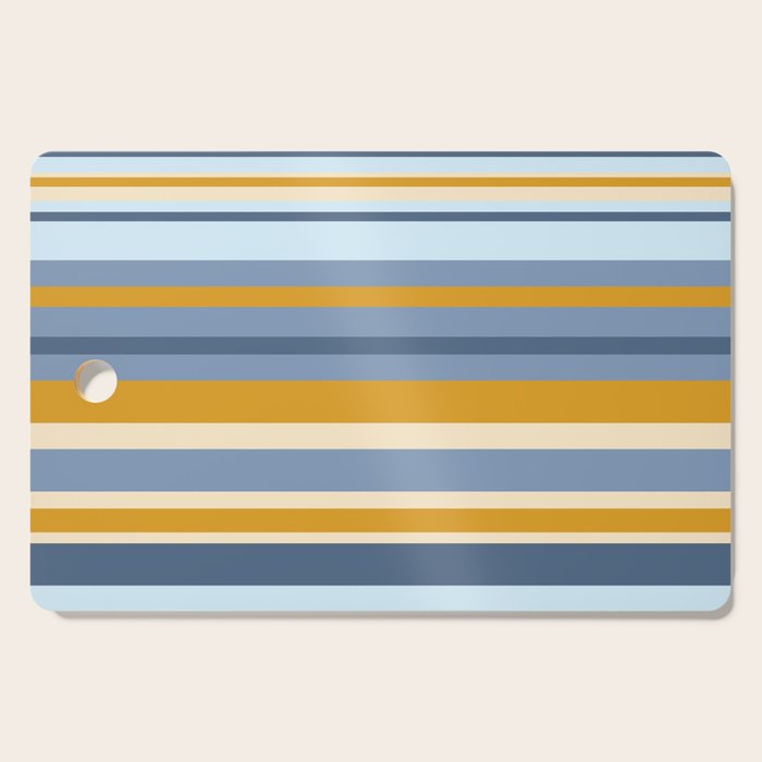 Stripe Pattern Contemporary Retro Modern Variable Stripes in Blue and Honey Mustard Cutting Board Gallery Image 1