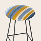 Stripe Pattern Contemporary Retro Modern Variable Stripes in Blue and Honey Mustard Stool Gallery Image 2