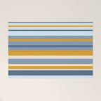 Stripe Pattern Contemporary Retro Modern Variable Stripes in Blue and Honey Mustard Welcome Mat Gallery Image 1