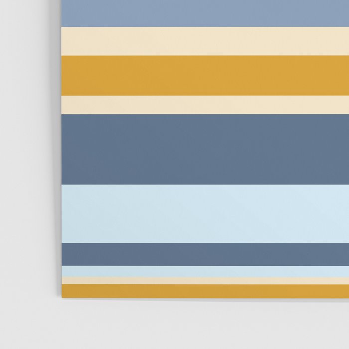 Stripe Pattern Contemporary Retro Modern Variable Stripes in Blue and Honey Mustard Poster Gallery Image 3