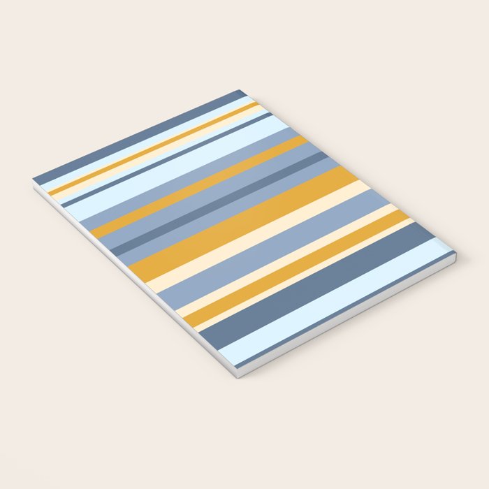 Stripe Pattern Contemporary Retro Modern Variable Stripes in Blue and Honey Mustard Notebook Gallery Image 3