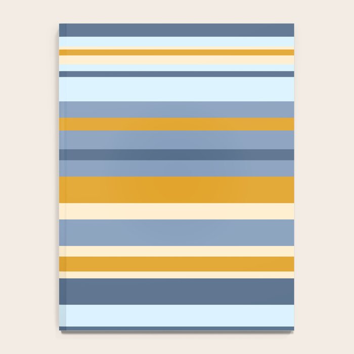 Stripe Pattern Contemporary Retro Modern Variable Stripes in Blue and Honey Mustard Notebook Gallery Image 4