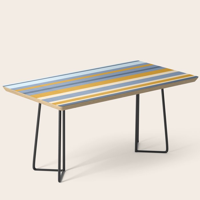 Stripe Pattern Contemporary Retro Modern Variable Stripes in Blue and Honey Mustard Coffee Table Gallery Image 1