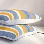 Stripe Pattern Contemporary Retro Modern Variable Stripes in Blue and Honey Mustard Pillow Sham Gallery Image 3