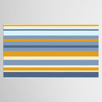 Stripe Pattern Contemporary Retro Modern Variable Stripes in Blue and Honey Mustard Tablecloth Gallery Image 2