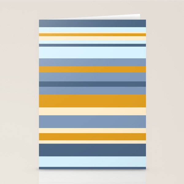 Stripe Pattern Contemporary Retro Modern Variable Stripes in Blue and Honey Mustard Stationery Card Gallery Image 2