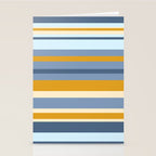 Stripe Pattern Contemporary Retro Modern Variable Stripes in Blue and Honey Mustard Stationery Card Gallery Image 2